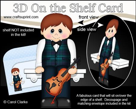 3D on the Shelf Card Kit - Little Violin Player Man Ned