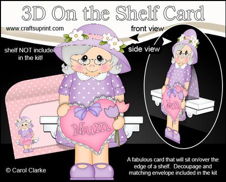 3D on the Shelf Card Kit - Gossip Galz Mum Hyacinth's Heart