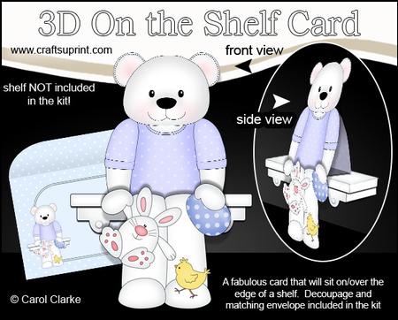 3D on the Shelf Card Kit - Austin Bear's Easter Bunny & Egg