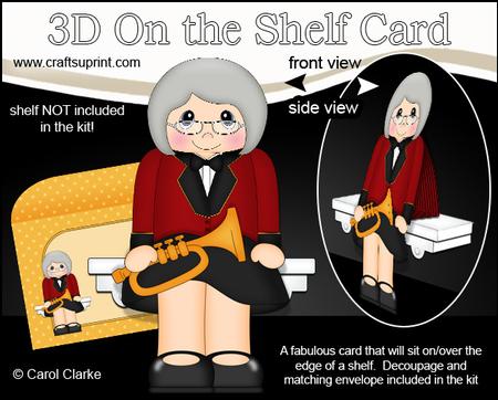 3D on the Shelf Card Kit - Trumpet Player Old Lady Lois