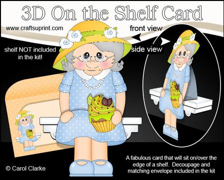 3D on the Shelf Card Kit - Gossip Galz Cupcake Celia