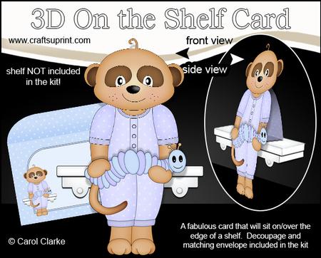 3D on the Shelf Card Kit - Cute Little Baby Meerkat Dmitry