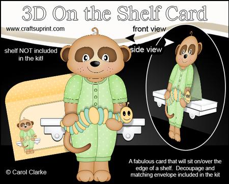3D on the Shelf Card Kit - Cute Little Baby Meerkat Alexis