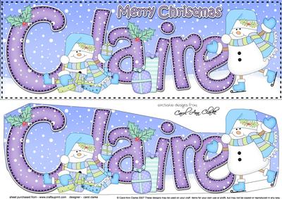 Large Dl Christmas Claire Snowmen 3D Decoupage