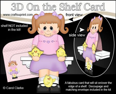 3D on the Shelf Card Kit - Cute Little Girl's Easter Chicks