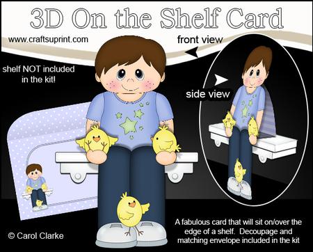 3D on the Shelf Card Kit - Cute Little Boy's Easter Chicks