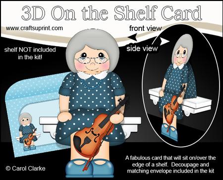 3D on the Shelf Card Kit - Violin Player Old Lady Dawn