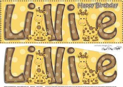 Large Dl Birthday Lillie Giraffes & 3D Decoupage