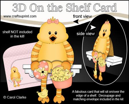 3D on the Shelf Card Kit - Cute Easter Chick's Basket & Egg