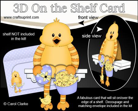 3D on the Shelf Card Kit - Cute Easter Chick's Basket & Egg