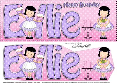 Large Dl Birthday Ellie Girlz & 3D Decoupage