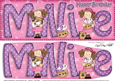 Large Dl Birthday Millie Girlz & 3D Decoupage