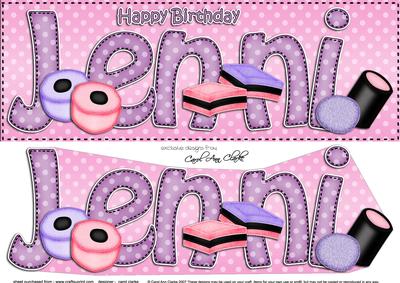 Large Dl Birthday Jenni Liquorice Allsorts & 3D Decoupage