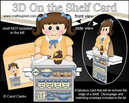 3D on the Shelf Card Kit - Little Cake Decorator Girl Ange