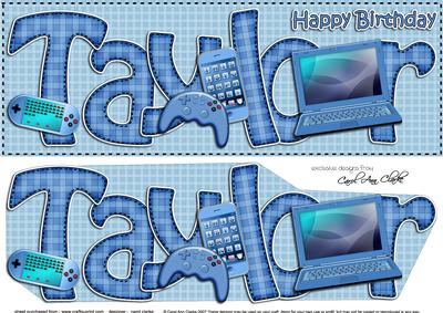 Large Dl Birthday Taylor Gadgets & Gizmos 3D Decoupage