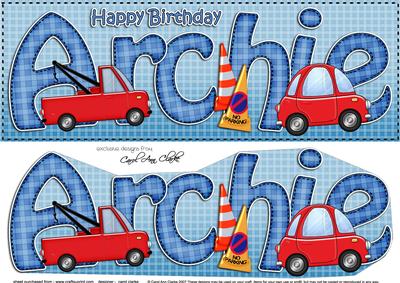 Large Dl Birthday Archie Cars 3D Decoupage