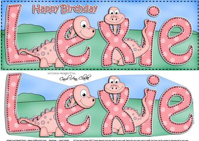 Large Dl Birthday Lexie Dinosaurs 3D Decoupage