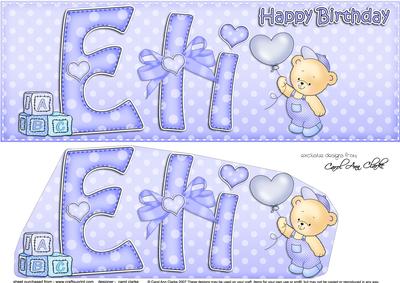 Large Dl Birthday Eli Teddies 3D Decoupage