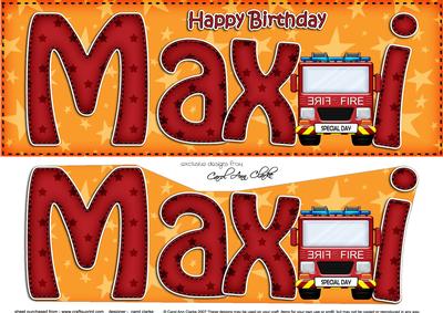 Large Dl Birthday Maxi Fire Engine 3D Decoupage