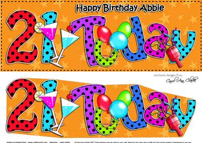 Large Dl Birthday Abbie 21 Today 3D Decoupage