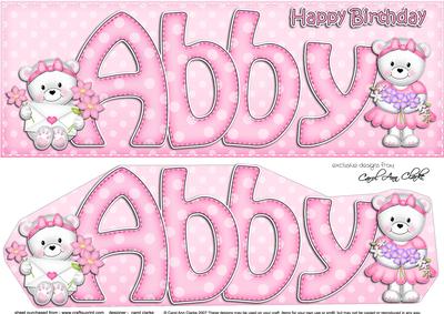 Large Dl Birthday Abby Teddies 3D Decoupage