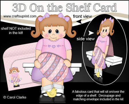 3D on the Shelf Card Kit - Cute Little Girl's Easter Egg