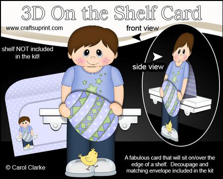 3D on the Shelf Card Kit - Cute Little Boy's Easter Egg