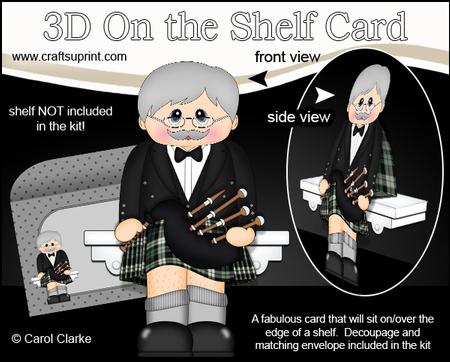 3D on the Shelf Card Kit - Scottish Bagpipe Old Man Edan