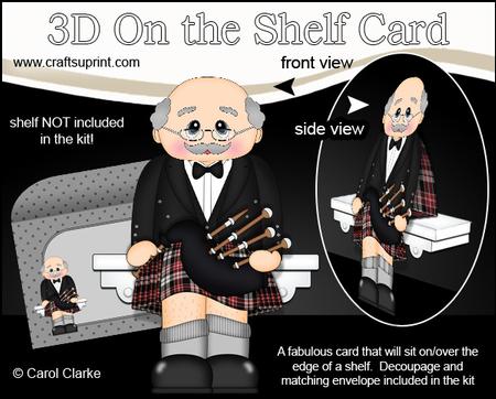 3D on the Shelf Card Kit - Scottish Bagpipe Old Man Iver