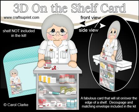 3D on the Shelf Card Kit - Older Lady Pharmacist Pauline