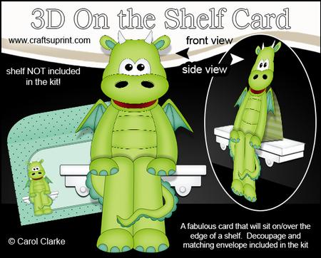 3D on the Shelf Card Kit - Little Friendly Dragon Draken