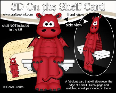 3D on the Shelf Card Kit - Little Friendly Dragon Titan