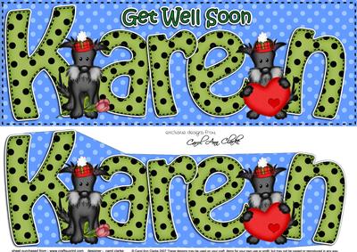 Large Dl Get Well Soon Karen 3D Decoupage