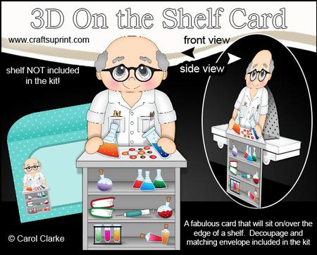 3D on the Shelf Card Kit - Scientist Old Man the Proff