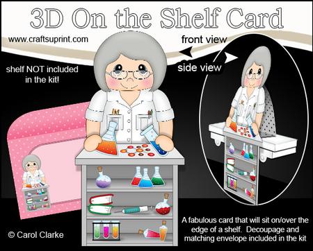 3D on the Shelf Card Kit - Scientist Old Lady Della