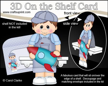 3D on the Shelf Card Kit - Little Toddler Ethan's Rocket