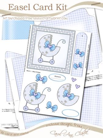 New Baby Boy Easel Card Kit with 3D Decoupage