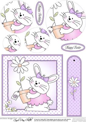 Little Girl Bunny Quick Card with Circle Pyramage Design