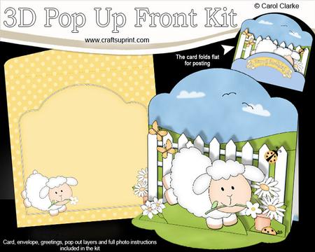 3D Cute Little Lamb Pop Up Front Card Kit