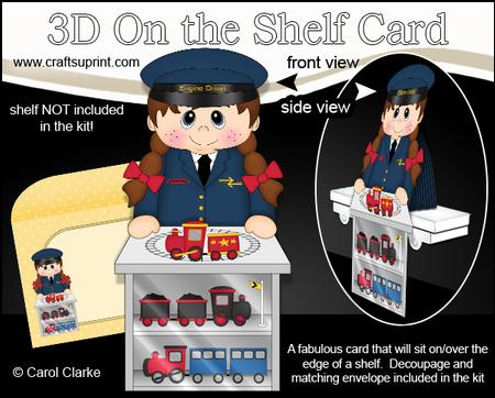 3D on the Shelf Card Kit - Little Train Set Girl Tasha