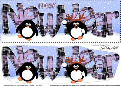 Large Dl New Year Penguins 3D Decoupage