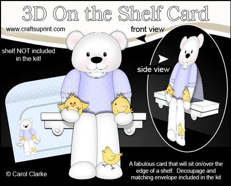 3D on the Shelf Card Kit - Cute Austin Bear's Easter Chicks