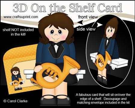 3D on the Shelf Card Kit - Little French Horn Player Lin
