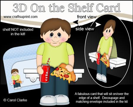 3D on the Shelf Card Kit - Take Away Pizza Night Boy Pedro