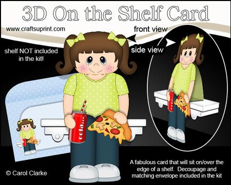 3D on the Shelf Card Kit - Take Away Pizza Night Girl Becki