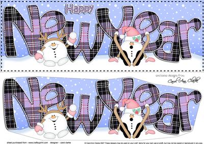 Large Dl New Year Snowball Sam 3D Decoupage