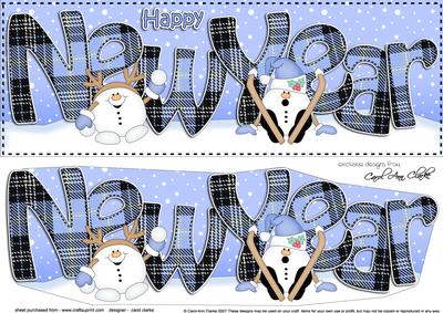 Large Dl New Year Snowball Sam 3D Decoupage
