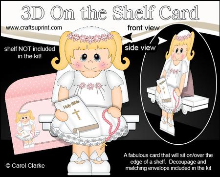 3D on the Shelf Card Kit - 1st Holy Communion Girl Bridget