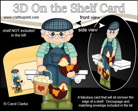 3D on the Shelf Card Kit - Old Man Chicken Farmer Micky