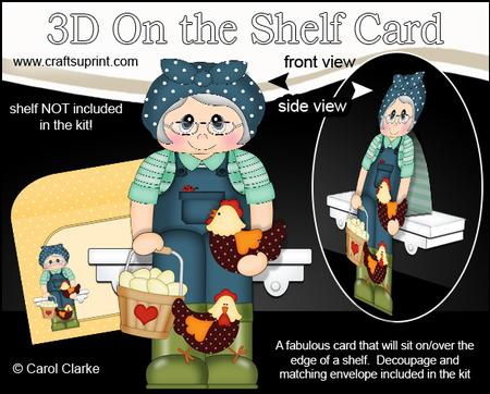 3D on the Shelf Card Kit - Old Lady Chicken Farmer Lena